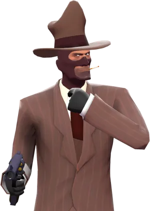 Animated Spywith Pistol PNG Image