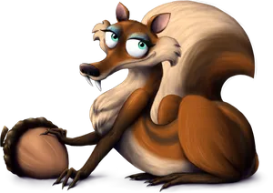 Animated Squirrelwith Acorn PNG Image