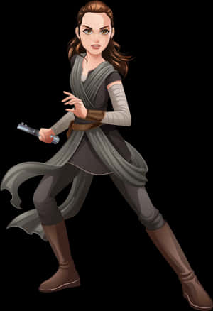 Animated Star Wars Female Character With Lightsaber PNG image with transparent background