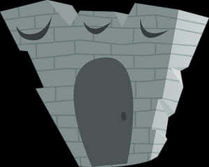 Animated Stone Face Door Design PNG image with transparent background