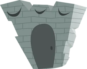 Animated Stone Face Door Design PNG Image