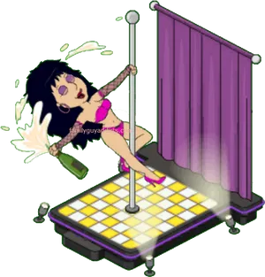 Animated Stripperwith Champagne PNG Image