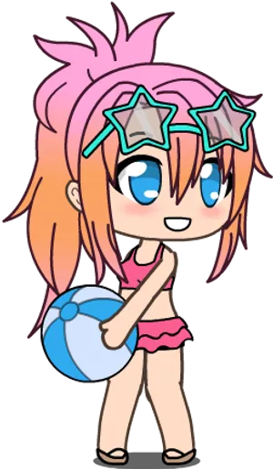 Animated Summer Beach Ball Girl PNG Image