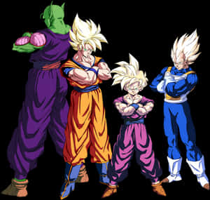 Animated_ Super_ Saiyan_ Group_ Pose PNG image with transparent background