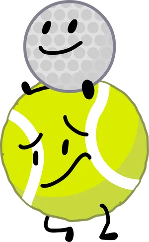 Animated Tennisand Golf Ball Friends PNG Image