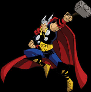 Animated Thor With Mjolnir PNG image with transparent background