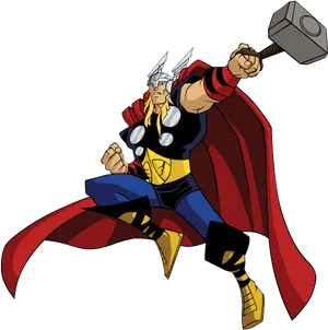 Animated Thor With Mjolnir PNG Image