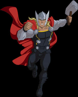 Animated Thor With Mjolnir PNG image with transparent background