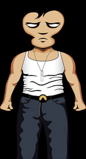 Animated Tough Guy Character PNG with transparent background