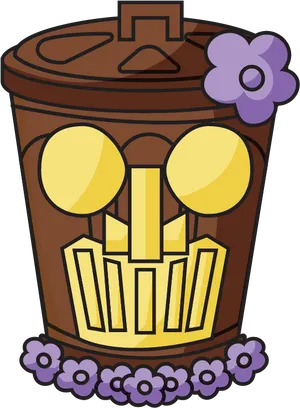 Animated Trash Can Character PNG Image