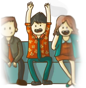 Animated Trio Expressing Emotions PNG Image