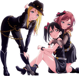 Animated_ Trio_in_ Stylish_ Black_ Outfits.png PNG