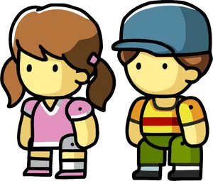 Animated Twin Characters Sportsand Construction PNG Image