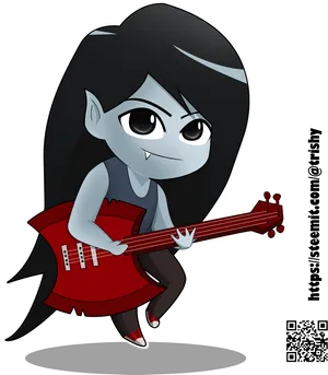 Animated Vampire Girl Playing Guitar PNG Image