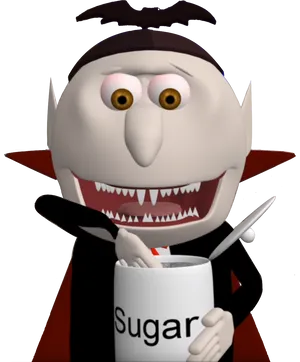 Animated Vampire With Sugar Cup.png PNG Image