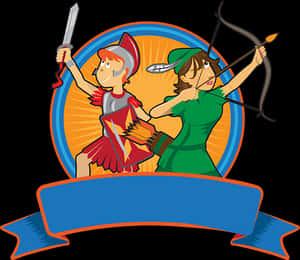 Animated Warrior Duo PNG image with transparent background