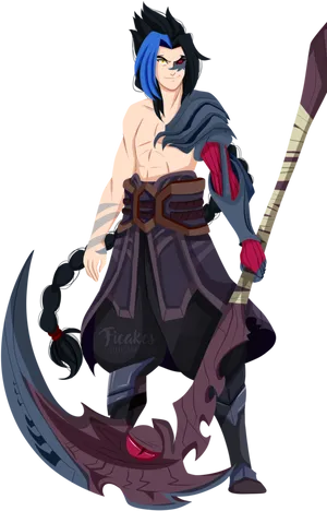 Animated Warriorwith Scythe PNG Image