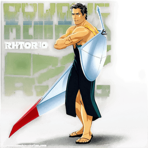 Animated Warriorwith Shieldand Sword PNG