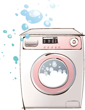 Animated Washing Machinewith Bubbles PNG Image