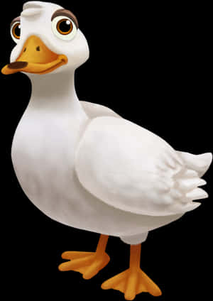 Animated White Duck Character PNG image with transparent background