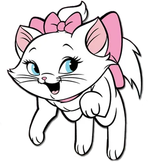 Animated White Kitten With Pink Bow PNG Image