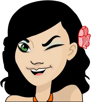 Animated Winking Girl Avatar.png PNG Image