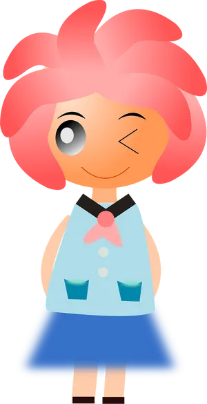 Animated Winking Girl Character PNG Image