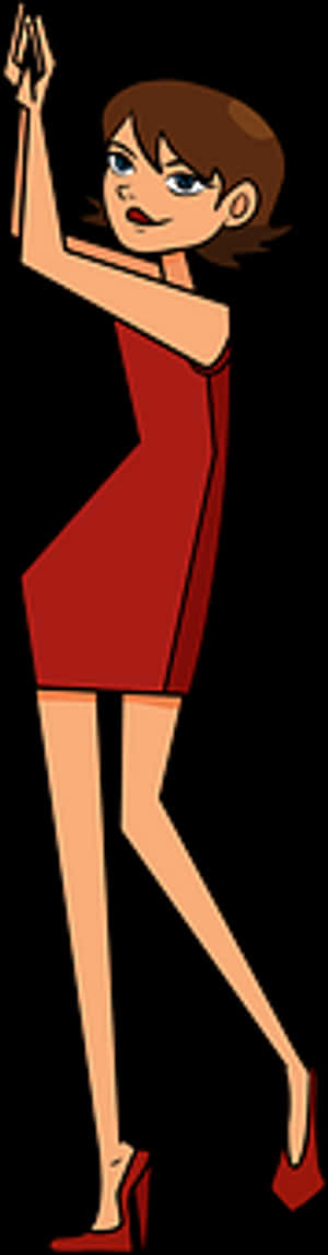 Animated Womanin Red Dress PNG image with transparent background