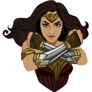 Animated Wonder Woman Crossed Arms PNG Image