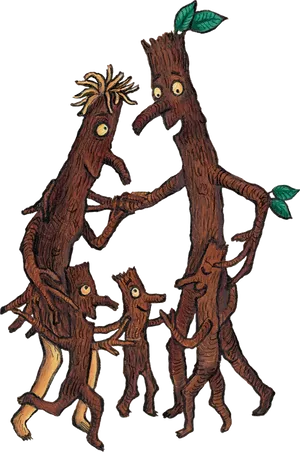 Animated Woodland Creatures Dancing PNG Image