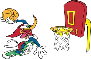 Animated Woodpecker Playing Basketball PNG Image