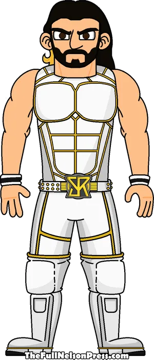 Animated Wrestlerin Whiteand Gold Attire PNG Image