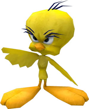 Animated Yellow Bird Character PNG Image