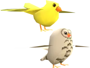 Animated Yellowand Grey Birds PNG Image