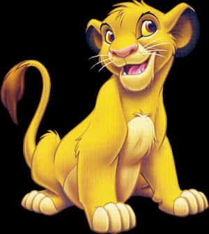 Animated Young Lion Cub Smiling PNG image with transparent background