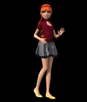 Animated Young Woman Waving PNG
