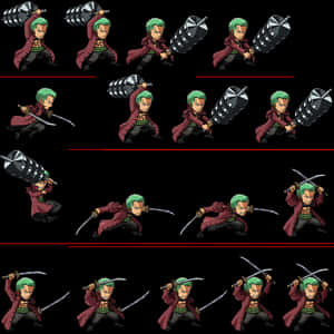 Animated_ Zoro_ Sword_ Attack_ Spritesheet PNG image with transparent background