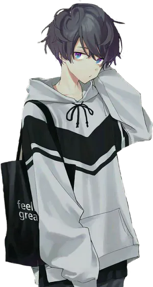 Anime Boy With Black Hairand Blue Eyes PNG Image