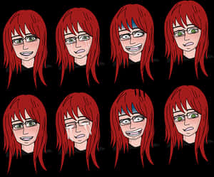 Anime Character Expressions Collage PNG image with transparent background
