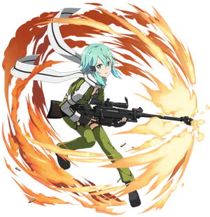 Anime Character Fire Battle PNG Image