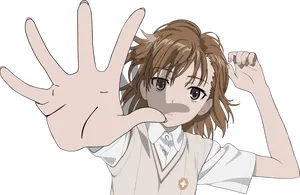 Anime Character Gesture Stop PNG Image