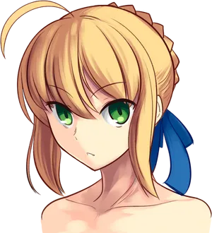 Anime Character Green Eyes Blonde Hair PNG Image