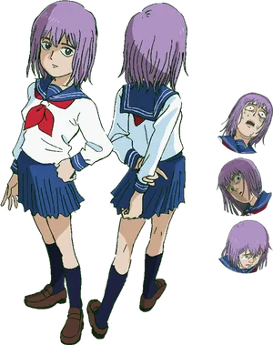 Anime Character Multiple Expressions PNG Image