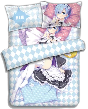 Anime Character Rem Body Pillow PNG Image