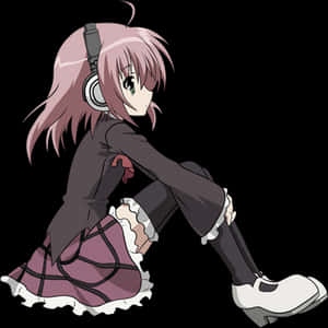 Anime Character Wearing Headphones PNG image with transparent background