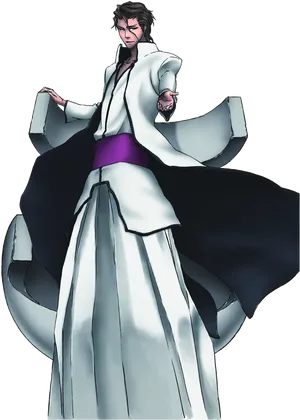 Anime Character White Coat Pose PNG Image