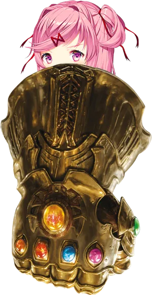 Anime Character With Infinity Gauntlet PNG Image