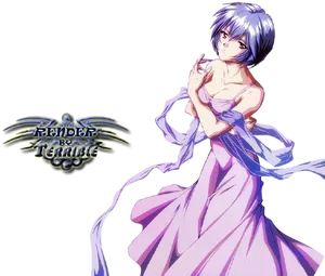 Anime Characterin Purple Dress PNG Image