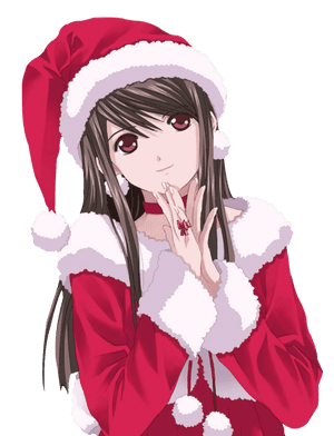 Anime Christmas Santa Costume Girl PNG image with transparent background