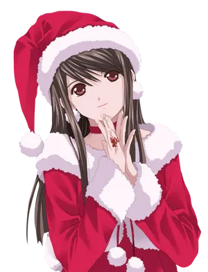 Anime Christmas Santa Costume Girl PNG Image